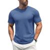 imageMAGCOMSEN Mens TShirts Short Sleeve Cotton Crew Neck Soft Breathable T Shirts Casual Plain Classic Summer TeesGrey Blue
