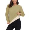 imageMAGCOMSEN Womens Sherpa Lined Sweatshirts Thermal Casual Crewneck Fleece Pullover Winter Warm Thick TopsKhaki