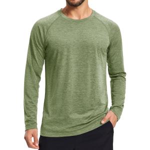 imageMAGCOMSEN Mens Long Sleeve Shirts UPF 50 Sun Protection Dry Fit Shirts Athletic Fishing Hiking Workout Rash GuardGreen