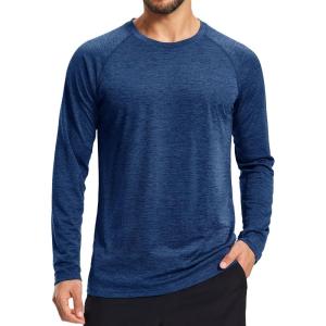 imageMAGCOMSEN Mens Long Sleeve Shirts UPF 50 Sun Protection Dry Fit Shirts Athletic Fishing Hiking Workout Rash GuardMedium Blue
