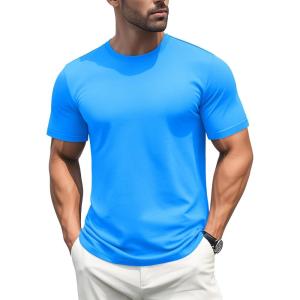 imageMAGCOMSEN Mens TShirts Short Sleeve Cotton Crew Neck Soft Breathable T Shirts Casual Plain Classic Summer TeesAzure