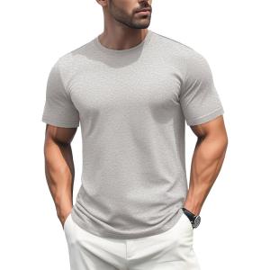 imageMAGCOMSEN Mens TShirts Short Sleeve Cotton Crew Neck Soft Breathable T Shirts Casual Plain Classic Summer TeesBeige