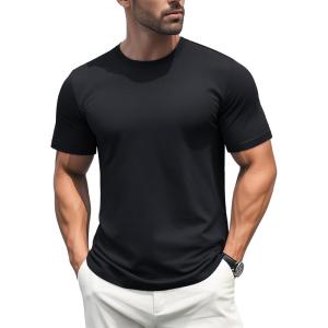 imageMAGCOMSEN Mens TShirts Short Sleeve Cotton Crew Neck Soft Breathable T Shirts Casual Plain Classic Summer TeesBlack