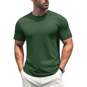 imageMAGCOMSEN Mens TShirts Short Sleeve Cotton Crew Neck Soft Breathable T Shirts Casual Plain Classic Summer TeesDark Green
