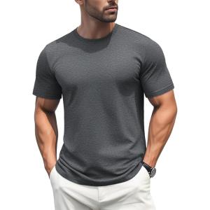 imageMAGCOMSEN Mens TShirts Short Sleeve Cotton Crew Neck Soft Breathable T Shirts Casual Plain Classic Summer TeesDark Grey
