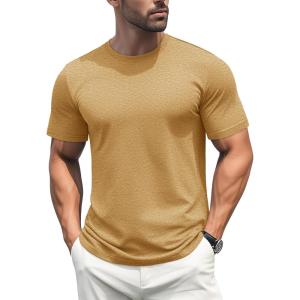 imageMAGCOMSEN Mens TShirts Short Sleeve Cotton Crew Neck Soft Breathable T Shirts Casual Plain Classic Summer TeesEarthy Yellow