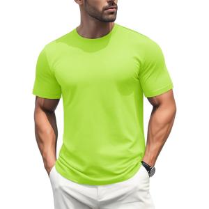 imageMAGCOMSEN Mens TShirts Short Sleeve Cotton Crew Neck Soft Breathable T Shirts Casual Plain Classic Summer TeesFluorescent Green