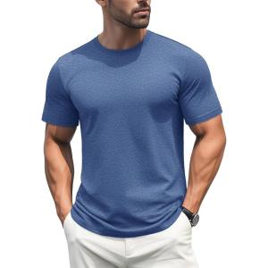 imageMAGCOMSEN Mens TShirts Short Sleeve Cotton Crew Neck Soft Breathable T Shirts Casual Plain Classic Summer TeesGrey Blue