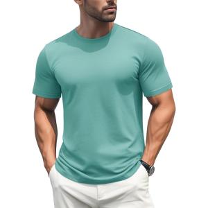 imageMAGCOMSEN Mens TShirts Short Sleeve Cotton Crew Neck Soft Breathable T Shirts Casual Plain Classic Summer TeesGrey Green