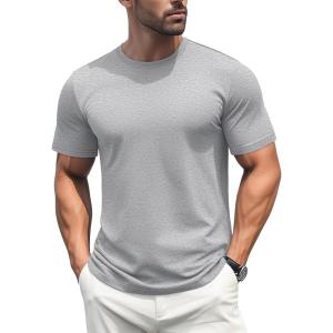 imageMAGCOMSEN Mens TShirts Short Sleeve Cotton Crew Neck Soft Breathable T Shirts Casual Plain Classic Summer TeesLight Grey