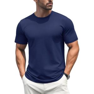 imageMAGCOMSEN Mens TShirts Short Sleeve Cotton Crew Neck Soft Breathable T Shirts Casual Plain Classic Summer TeesNavy