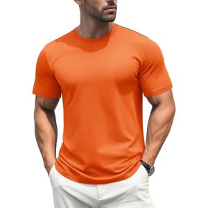 imageMAGCOMSEN Mens TShirts Short Sleeve Cotton Crew Neck Soft Breathable T Shirts Casual Plain Classic Summer TeesOrange