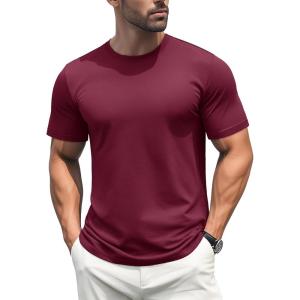 imageMAGCOMSEN Mens TShirts Short Sleeve Cotton Crew Neck Soft Breathable T Shirts Casual Plain Classic Summer TeesWine Red