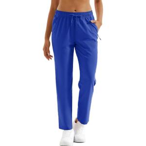 imageMAGCOMSEN Womens Hiking Pants Lightweight Quick Dry UPF 50 Water Resistant Elastic Waist Golf Travel Pants Zip PocketsBlue