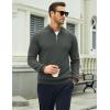 imageMAGCOMSEN Mens Quarter Zip Pullover Lightweight Mock Neck Polo Sweater Long Sleeve Warm Fall Winter Pullover SweatersDark Grey