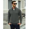imageMAGCOMSEN Mens Quarter Zip Pullover Lightweight Mock Neck Polo Sweater Long Sleeve Warm Fall Winter Pullover SweatersDark Grey