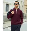 imageMAGCOMSEN Mens Quarter Zip Pullover Lightweight Mock Neck Polo Sweater Long Sleeve Warm Fall Winter Pullover SweatersWine Red