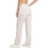 imageMAGCOMSEN Womens Velour Pants Soft Velvet Straight Leg Sweatpants Elastic Waist Warm Lounge Pant with PocketsBeige