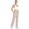 imageMAGCOMSEN Womens Velour Pants Soft Velvet Straight Leg Sweatpants Elastic Waist Warm Lounge Pant with PocketsBeige