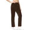 imageMAGCOMSEN Womens Velour Pants Soft Velvet Straight Leg Sweatpants Elastic Waist Warm Lounge Pant with PocketsCoffee