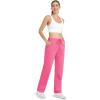imageMAGCOMSEN Womens Velour Pants Soft Velvet Straight Leg Sweatpants Elastic Waist Warm Lounge Pant with PocketsFluorescent Pink