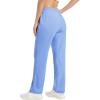 imageMAGCOMSEN Womens Velour Pants Soft Velvet Straight Leg Sweatpants Elastic Waist Warm Lounge Pant with PocketsLight Blue