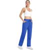 imageMAGCOMSEN Womens Velour Pants Soft Velvet Straight Leg Sweatpants Elastic Waist Warm Lounge Pant with PocketsSea Blue