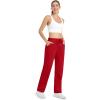 imageMAGCOMSEN Womens Velour Pants Soft Velvet Straight Leg Sweatpants Elastic Waist Warm Lounge Pant with PocketsTomato