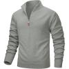imageMAGCOMSEN Mens Quarter Zip Pullover Lightweight Mock Neck Polo Sweater Long Sleeve Warm Fall Winter Pullover SweatersLight Grey
