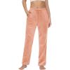 imageMAGCOMSEN Womens Velour Pants Soft Velvet Straight Leg Sweatpants Elastic Waist Warm Lounge Pant with PocketsApricot