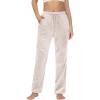 imageMAGCOMSEN Womens Velour Pants Soft Velvet Straight Leg Sweatpants Elastic Waist Warm Lounge Pant with PocketsBeige