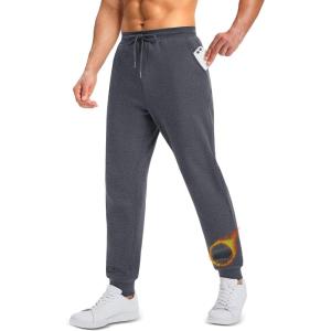 imageMAGCOMSEN Mens Fleece Joggers Winter Thermal Warm Pants Thicken Fleece Lined Athletic Casual Sweatpants with 3 PocketsDarkgrey