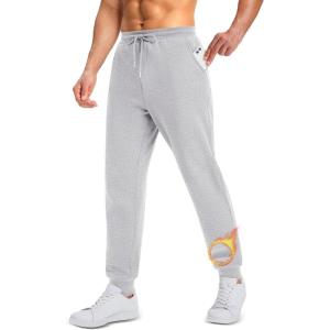 imageMAGCOMSEN Mens Fleece Joggers Winter Thermal Warm Pants Thicken Fleece Lined Athletic Casual Sweatpants with 3 PocketsLightgrey