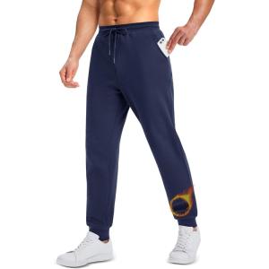 imageMAGCOMSEN Mens Fleece Joggers Winter Thermal Warm Pants Thicken Fleece Lined Athletic Casual Sweatpants with 3 PocketsNavy