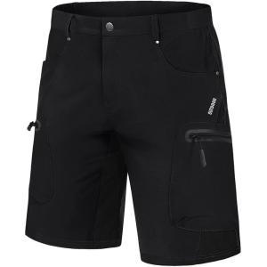 imageMAGCOMSEN Mens Hiking Shorts 5 Pockets Ripstop Quick Dry Summer Athletic Shorts for Workout Hiking CyclingBlack
