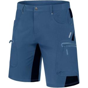 imageMAGCOMSEN Mens Hiking Shorts 5 Pockets Ripstop Quick Dry Summer Athletic Shorts for Workout Hiking CyclingBlue Grey