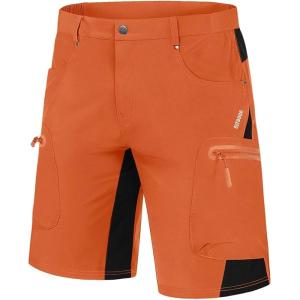 imageMAGCOMSEN Mens Hiking Shorts 5 Pockets Ripstop Quick Dry Summer Athletic Shorts for Workout Hiking CyclingOrange