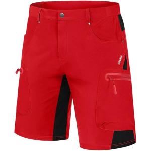 imageMAGCOMSEN Mens Hiking Shorts 5 Pockets Ripstop Quick Dry Summer Athletic Shorts for Workout Hiking CyclingTomato Red