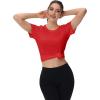 imageMAGCOMSEN 4 Pack Womens Short Sleeve Workout TShirts UPF 50 Moisture Wicking Rash Guard Dry Fit Athletic Running TopsBlack  Navy  Tomato Red  Lake Blue