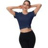 imageMAGCOMSEN 4 Pack Womens Short Sleeve Workout TShirts UPF 50 Moisture Wicking Rash Guard Dry Fit Athletic Running TopsBlack  White  Navy  Light Gray