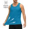 imageMAGCOMSEN Mens Workout Tank Tops Undershirt Cotton Muscle Athletic Sleeveless Shirts for GymBlue Green