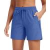 imageMAGCOMSEN Womens 5quot Hiking Shorts UPF 50 Quick Dry Lightweight Athletic Running Golf Summer Casual Shorts with PocketsBlue Grey
