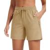 imageMAGCOMSEN Womens 5quot Hiking Shorts UPF 50 Quick Dry Lightweight Athletic Running Golf Summer Casual Shorts with PocketsKhaki