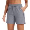 imageMAGCOMSEN Womens 5quot Hiking Shorts UPF 50 Quick Dry Lightweight Athletic Running Golf Summer Casual Shorts with PocketsLight Grey