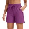 imageMAGCOMSEN Womens 5quot Hiking Shorts UPF 50 Quick Dry Lightweight Athletic Running Golf Summer Casual Shorts with PocketsPurple Red
