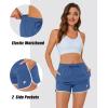 imageMAGCOMSEN Womens Athletic Shorts with Pockets Quick Dry Lightweight 35quot Running Gym Workout Shorts Hiking SportBlue Grey