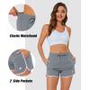 imageMAGCOMSEN Womens Athletic Shorts with Pockets Quick Dry Lightweight 35quot Running Gym Workout Shorts Hiking SportLight Grey