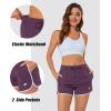 imageMAGCOMSEN Womens Athletic Shorts with Pockets Quick Dry Lightweight 35quot Running Gym Workout Shorts Hiking SportPurple Red