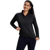 imageMAGCOMSEN Womens Quarter Zip Fleece Pullover Mock Neck Thermal Shirts with Zip Pocket Athletic Running TopsBlack