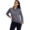 imageMAGCOMSEN Womens Quarter Zip Fleece Pullover Mock Neck Thermal Shirts with Zip Pocket Athletic Running TopsDark Grey